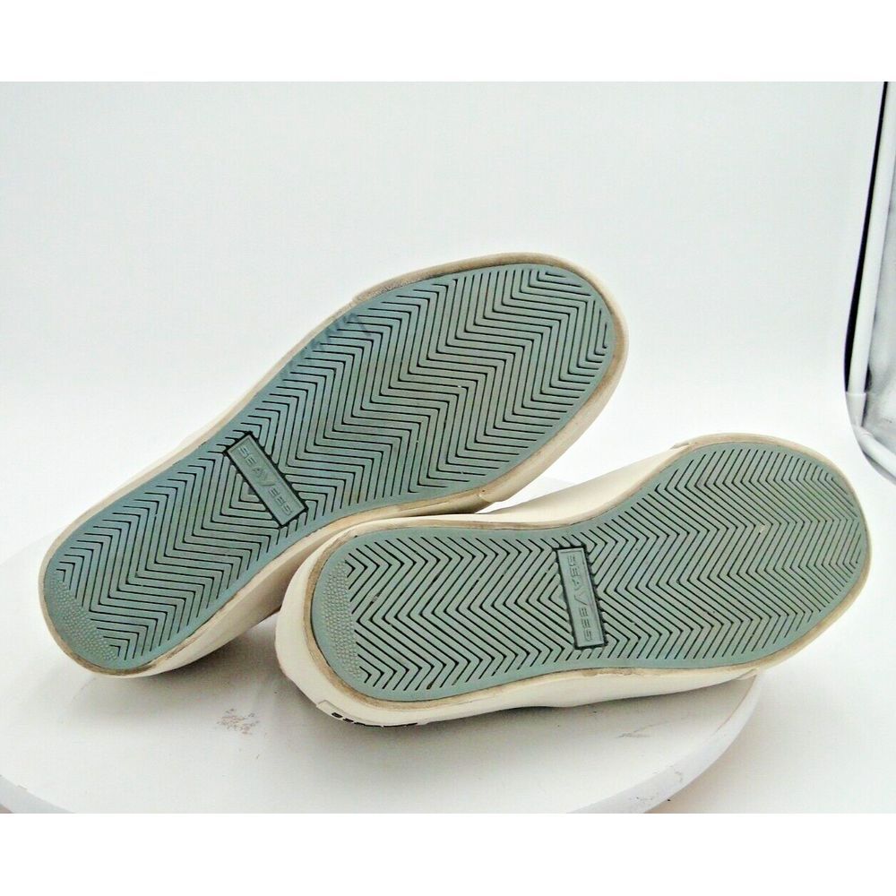 SeaVees Baja Women Sz 6.5 Platform Mulholland Cowhide Sneakers Tan Ivory Slip On - Picture 8 of 9